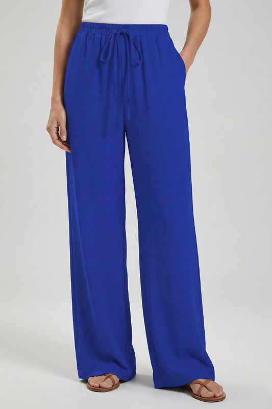 Lightweight Drawstring Waist Palazzo Pants