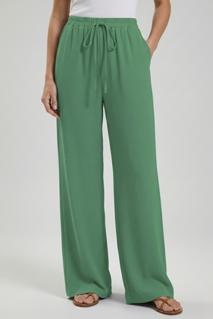 Lightweight Drawstring Waist Palazzo Pants