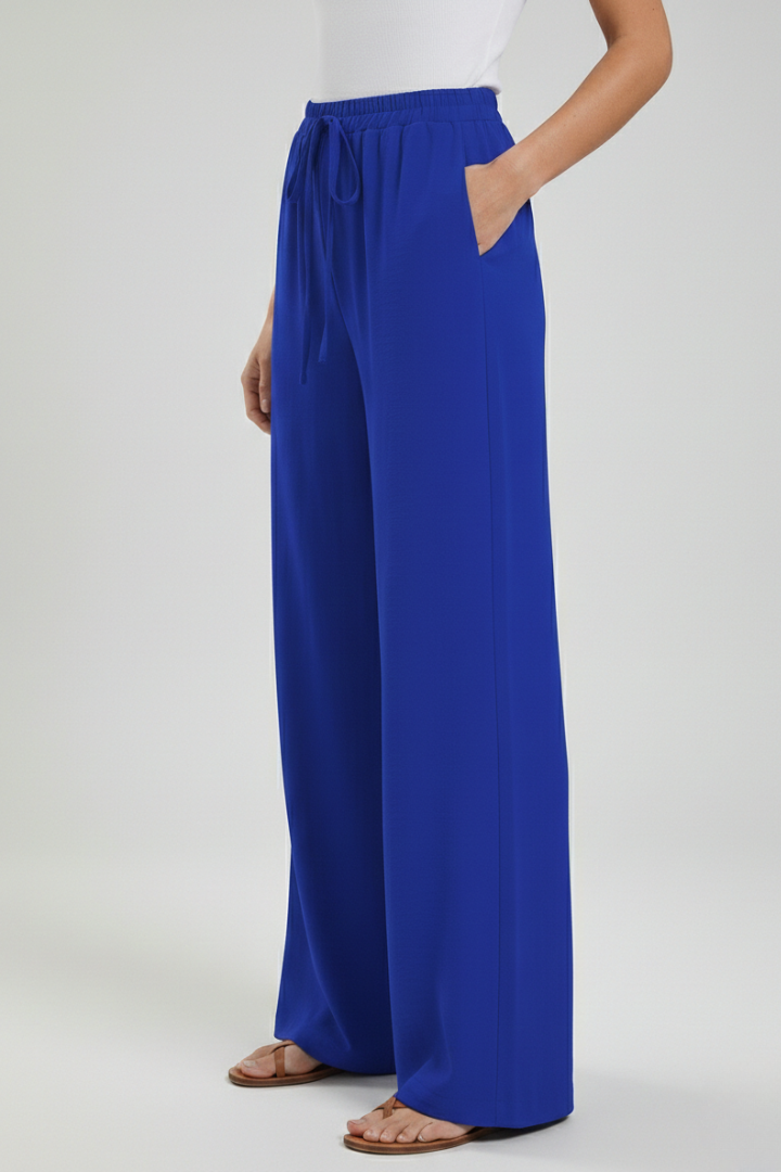 Lightweight Drawstring Waist Palazzo Pants