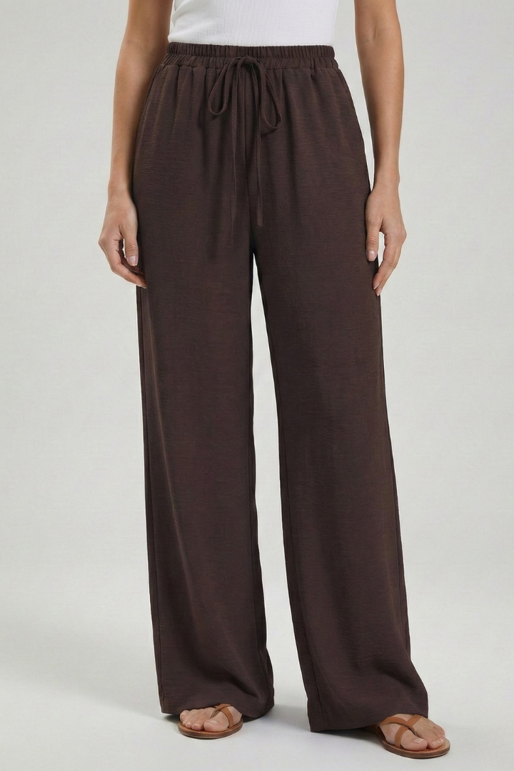 Lightweight Drawstring Waist Palazzo Pants