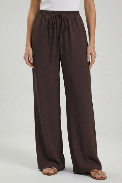 Lightweight Drawstring Waist Palazzo Pants