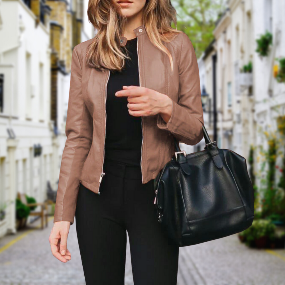 Lightweight Faux Leather Zip Biker Jacket