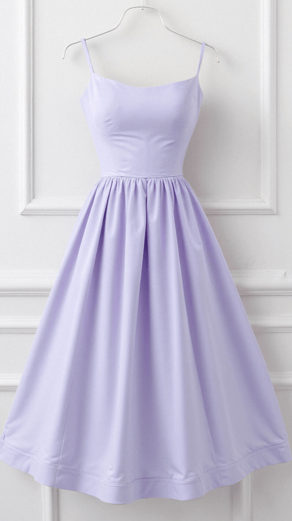 Lightweight Flared Midi Dress with Ascot Neckline