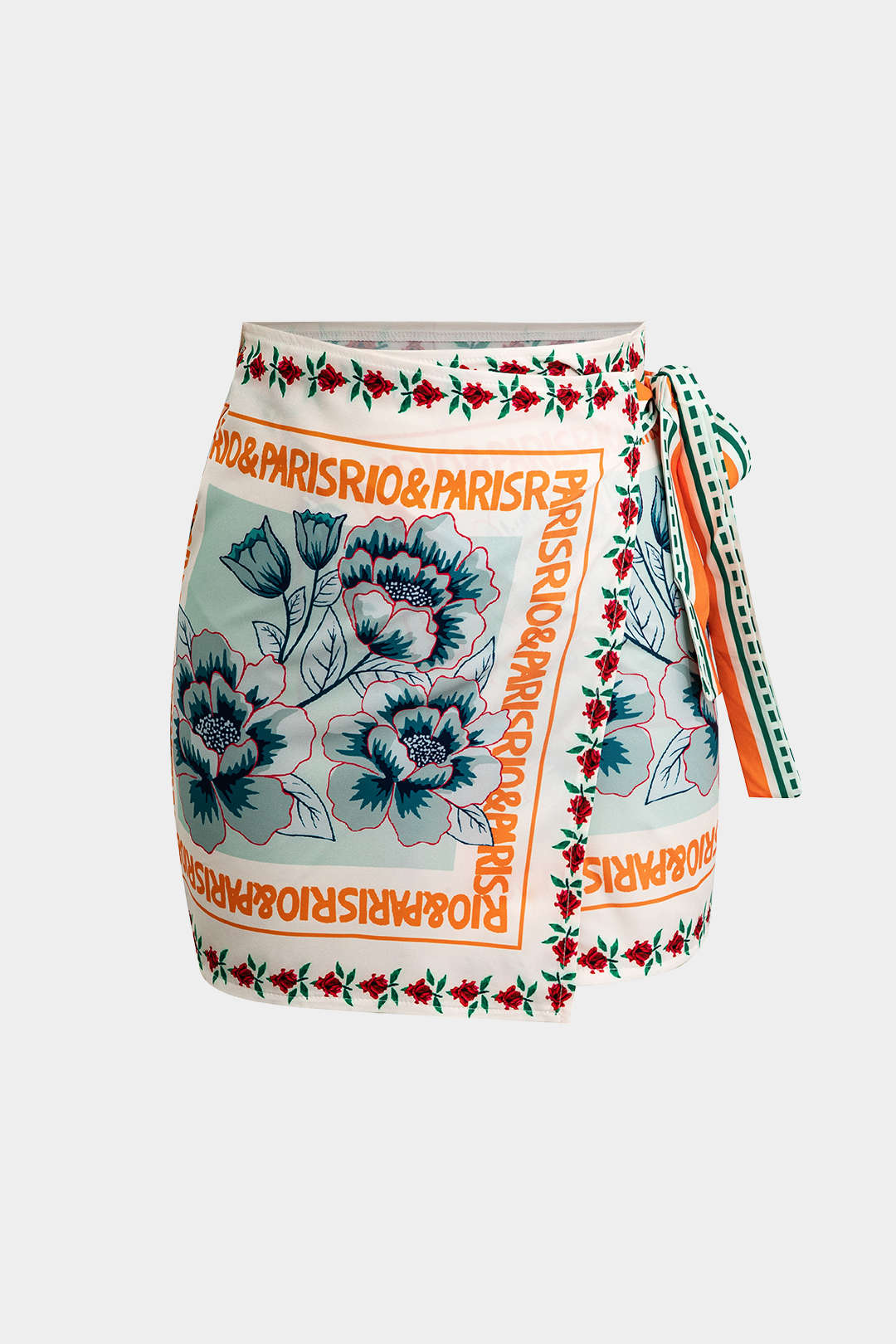 Lightweight Floral Print Knotted Mini Skirt