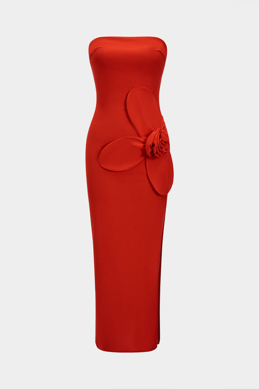 Lightweight Floral Strapless Maxi Dress