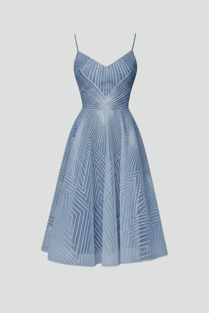 Lightweight Geometric Pattern Midi Dress