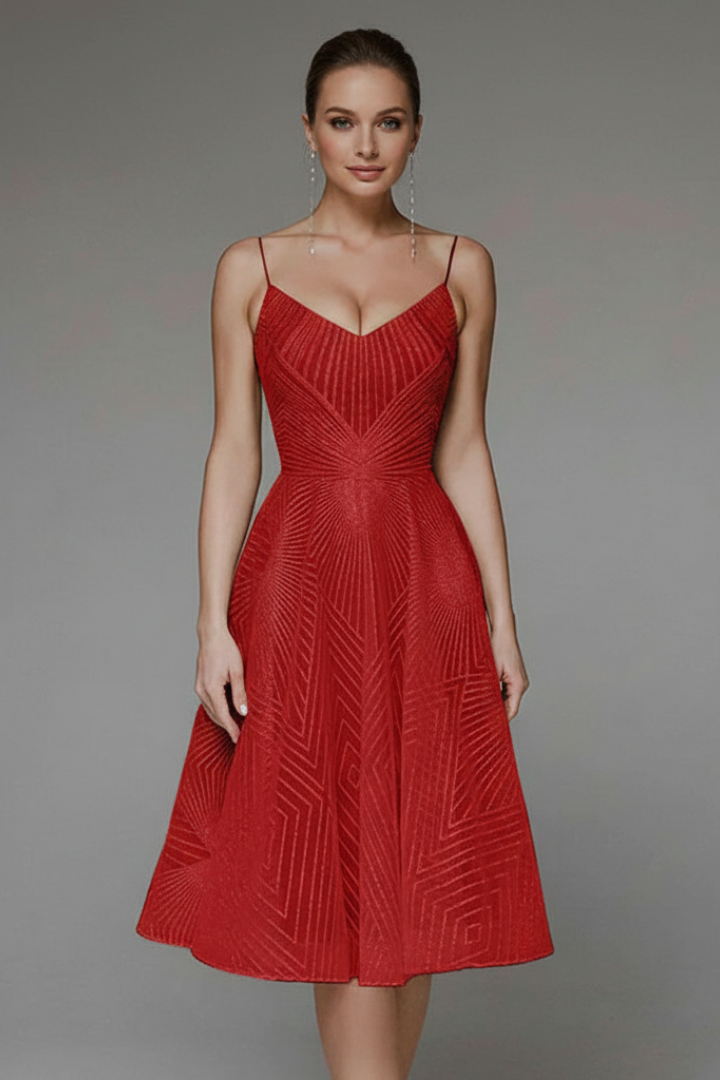Lightweight Geometric Pattern Midi Dress