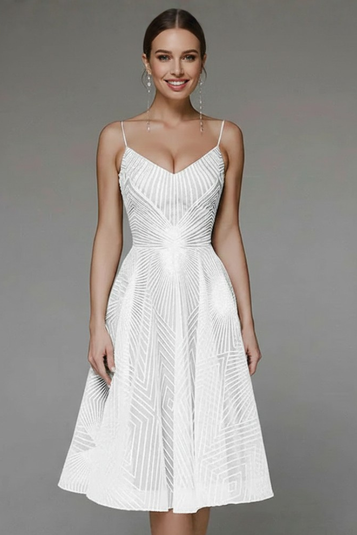 Lightweight Geometric Pattern Midi Dress