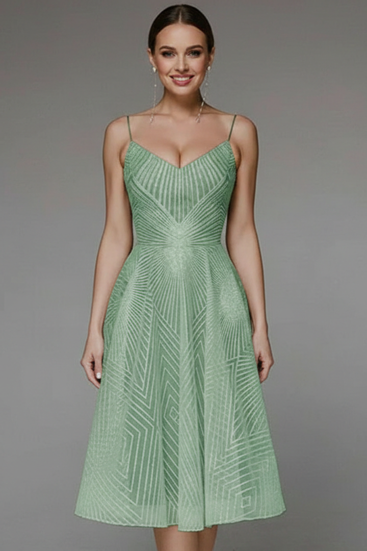Lightweight Geometric Pattern Midi Dress