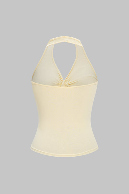 Lightweight Halter Neck Twist Knot Crop Top