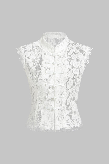 Lightweight Lace Mock Neck Tank Top