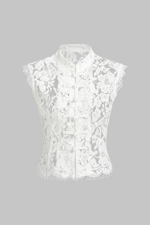 Lightweight Lace Mock Neck Tank Top