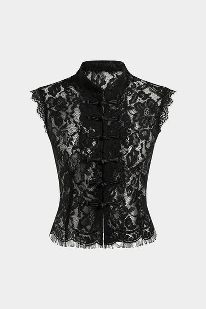 Lightweight Lace Mock Neck Tank Top