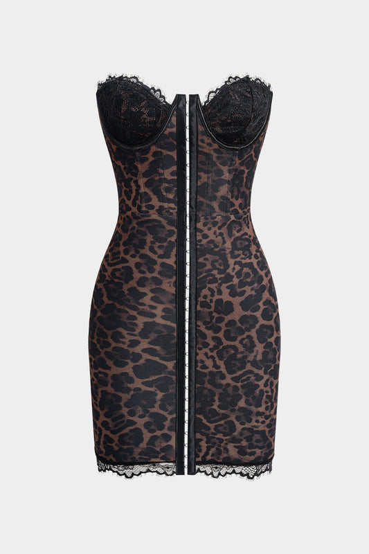 Lightweight Leopard Print Wrap Mini Dress