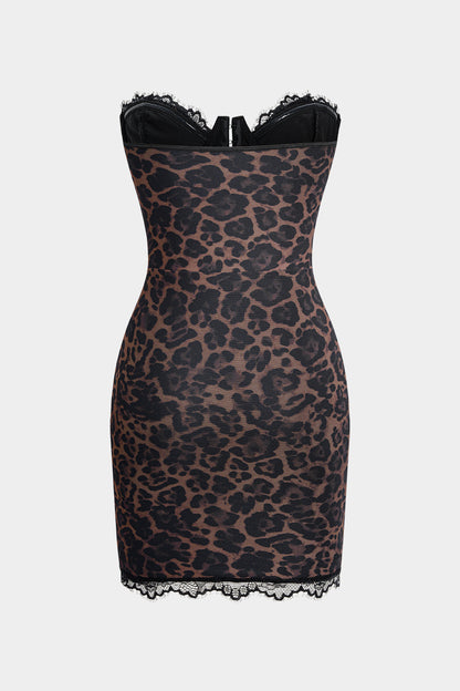 Lightweight Leopard Print Wrap Mini Dress