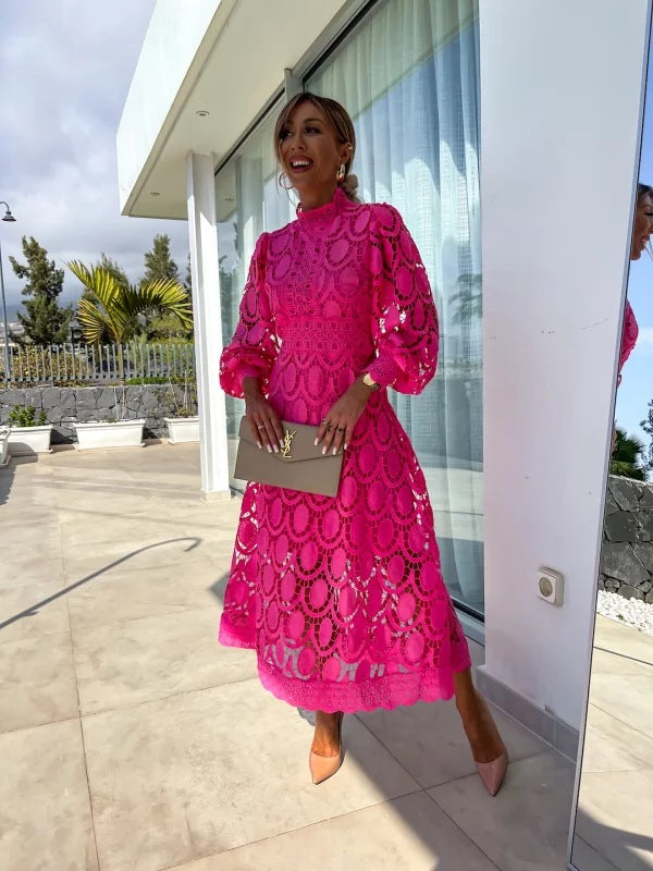 Lightweight Long Sleeve Midi Evening Dress