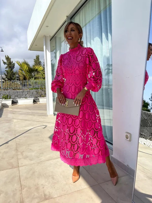 Lightweight Long Sleeve Midi Evening Dress