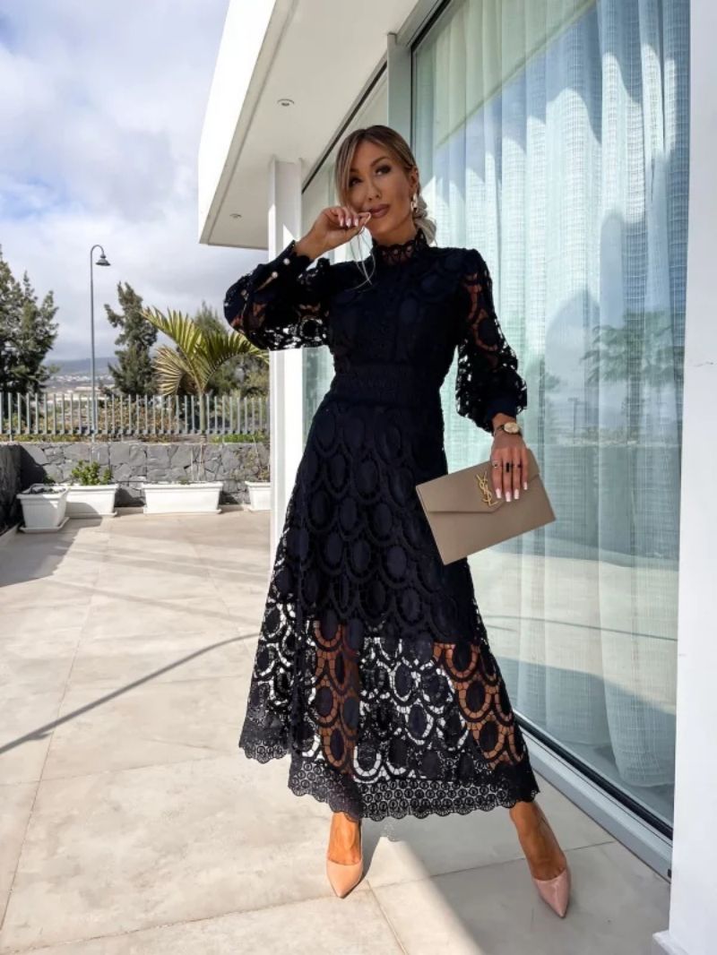 Lightweight Long Sleeve Midi Evening Dress