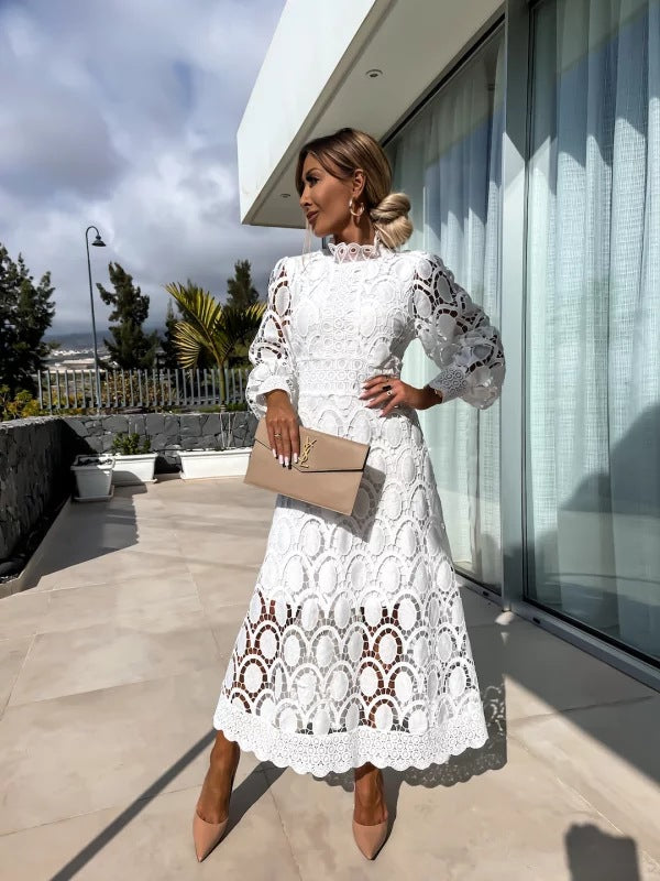 Lightweight Long Sleeve Midi Evening Dress
