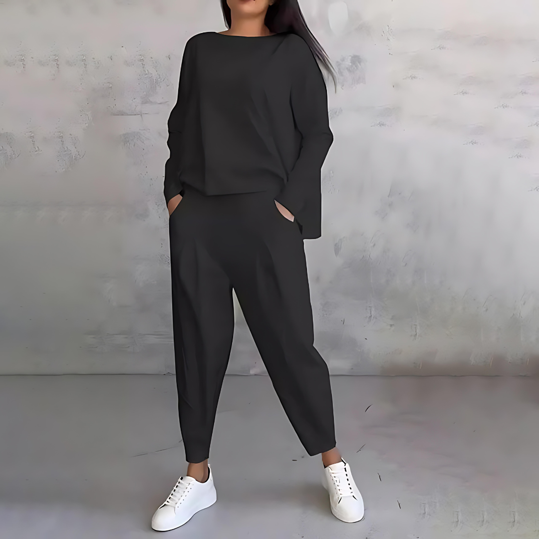 Lightweight Long Sleeve Top And Tapered Pants Two Piece Set