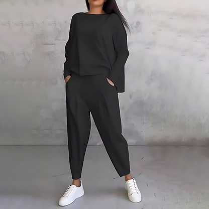 Lightweight Long Sleeve Top And Tapered Pants Two Piece Set