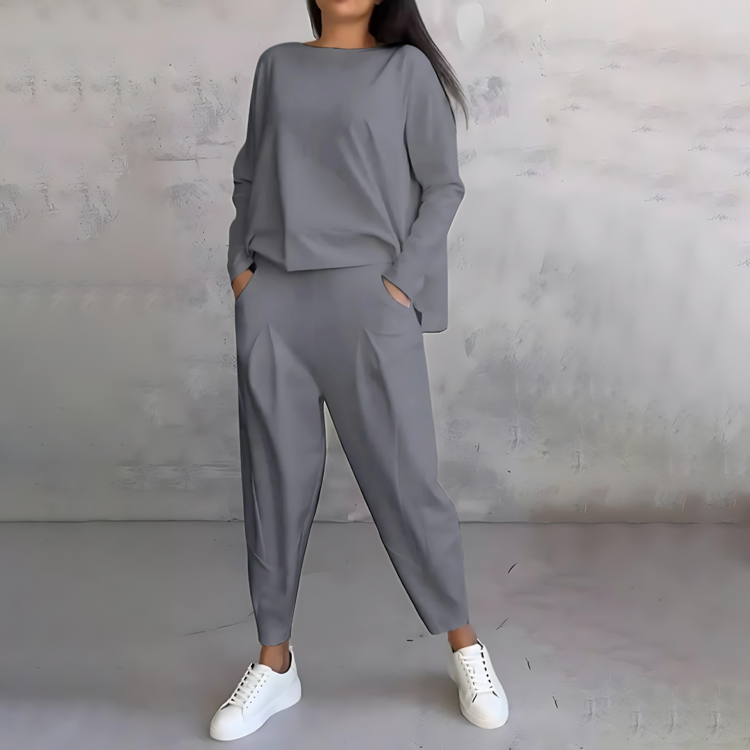 Lightweight Long Sleeve Top And Tapered Pants Two Piece Set