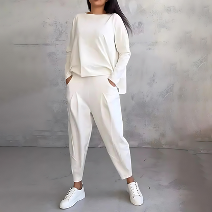 Lightweight Long Sleeve Top And Tapered Pants Two Piece Set