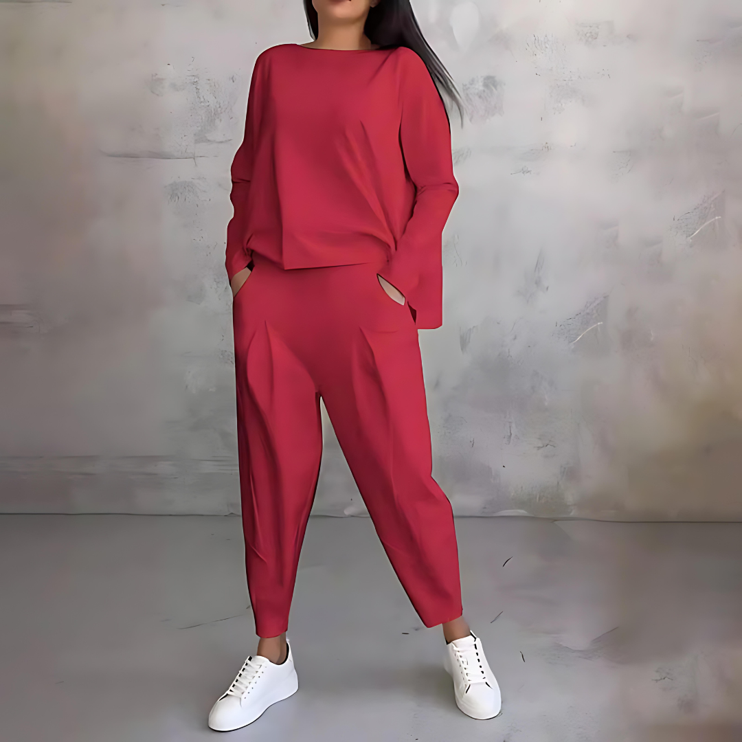Lightweight Long Sleeve Top And Tapered Pants Two Piece Set