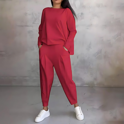 Lightweight Long Sleeve Top And Tapered Pants Two Piece Set