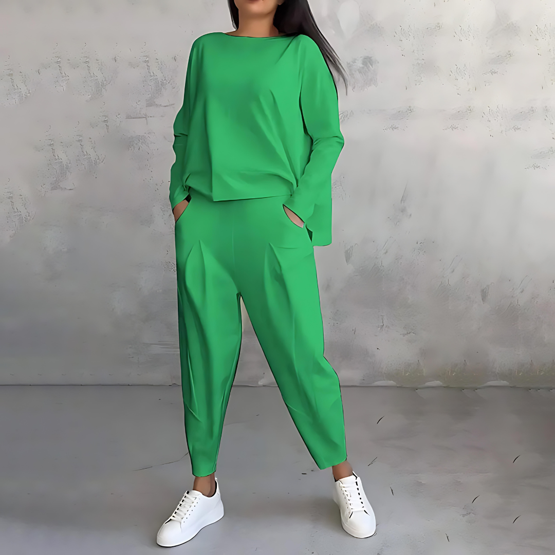 Lightweight Long Sleeve Top And Tapered Pants Two Piece Set