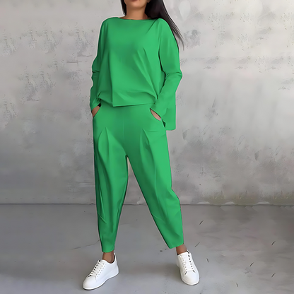 Lightweight Long Sleeve Top And Tapered Pants Two Piece Set