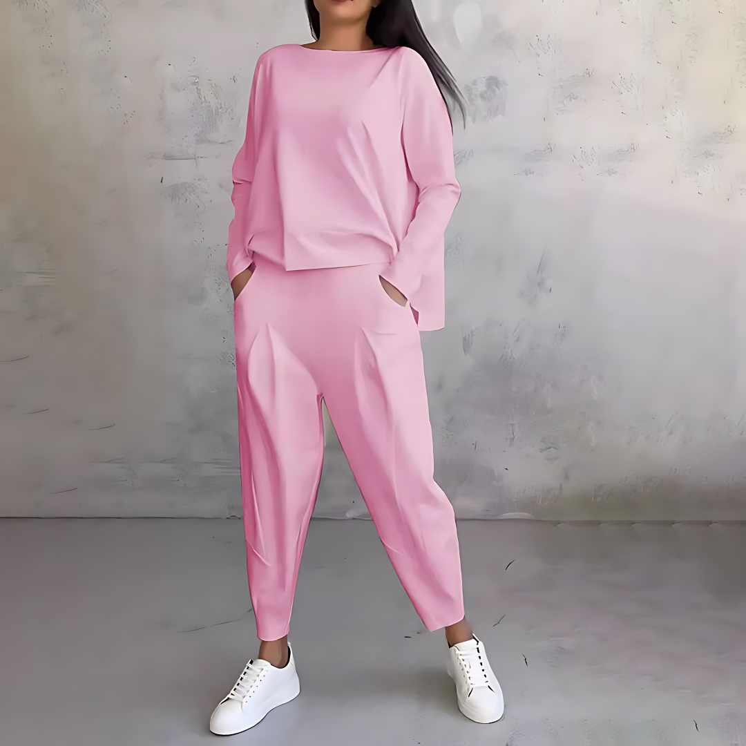 Lightweight Long Sleeve Top And Tapered Pants Two Piece Set