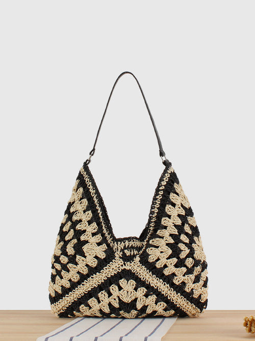 Lightweight Macrame Straw Shoulder Bag