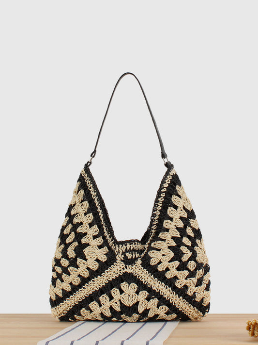 Lightweight Macrame Straw Shoulder Bag
