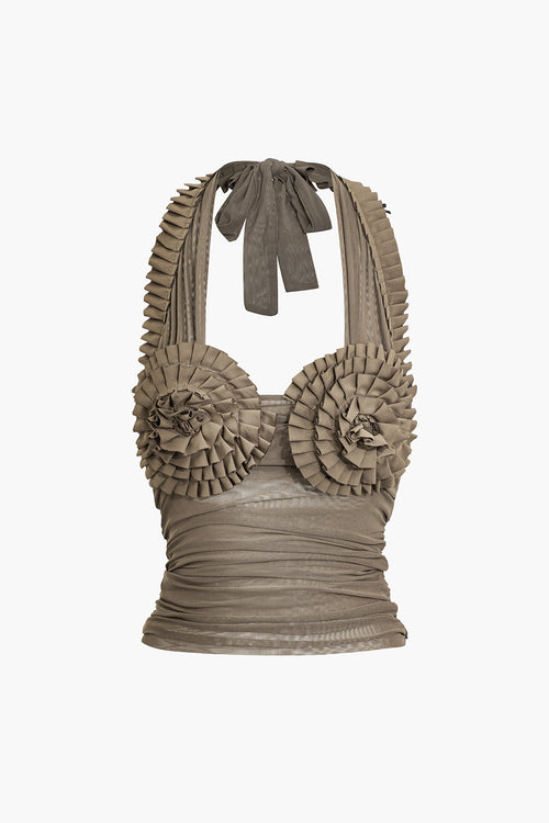 Lightweight Mesh Halter Neck Tank Top