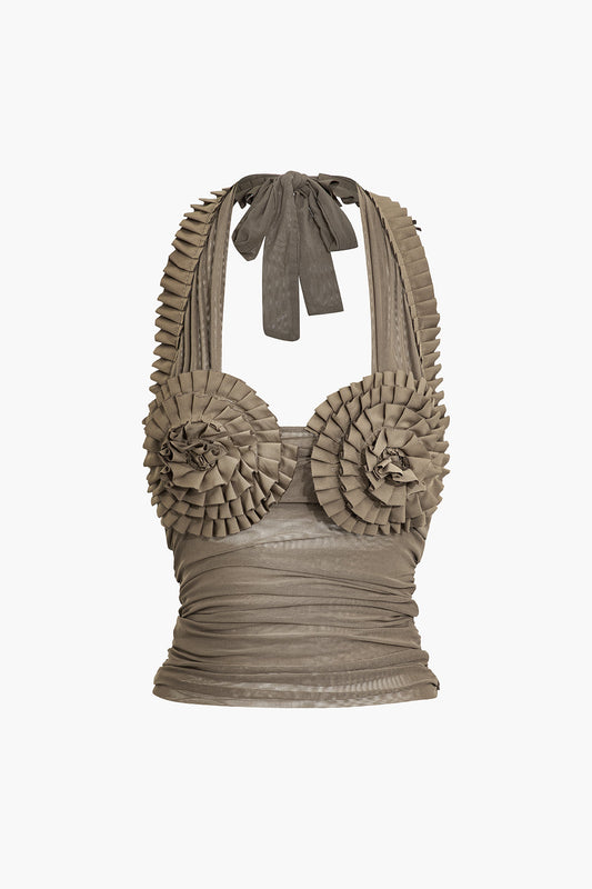 Lightweight Mesh Halter Neck Tank Top