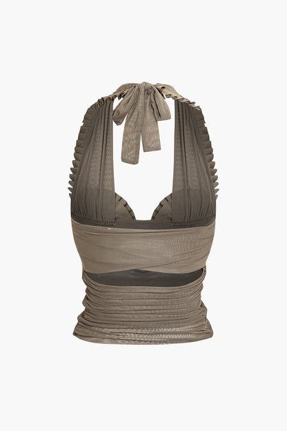 Lightweight Mesh Halter Neck Tank Top