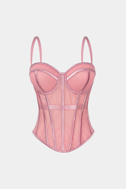 Lightweight Mesh Sweetheart Cami Top