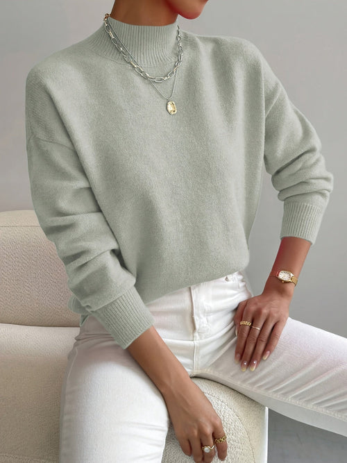 Lightweight Mock Neck Relaxed Fit Sweater