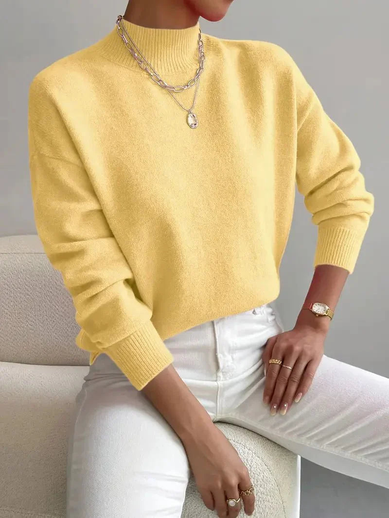 Lightweight Mock Neck Relaxed Fit Sweater