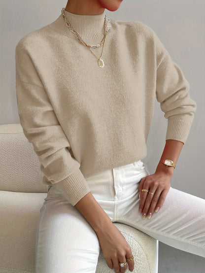Lightweight Mock Neck Relaxed Fit Sweater