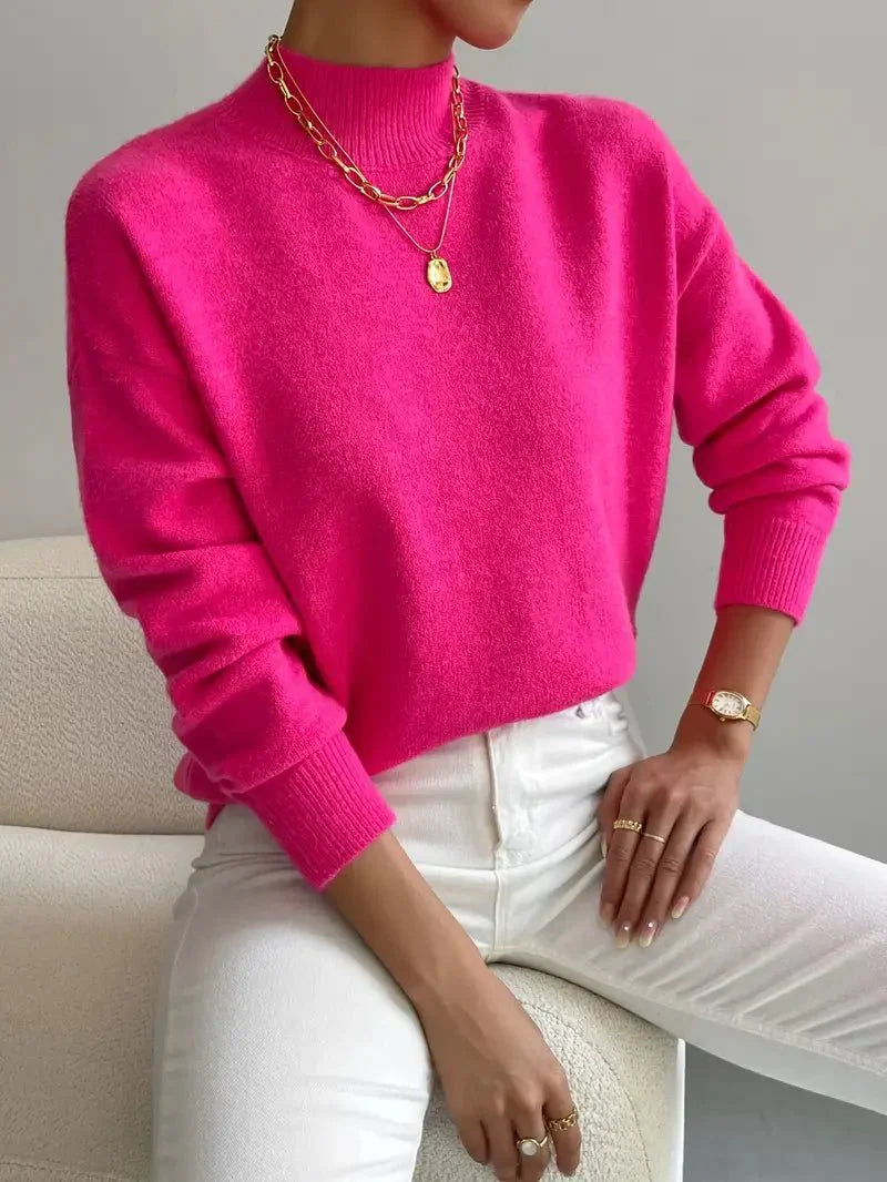 Lightweight Mock Neck Relaxed Fit Sweater