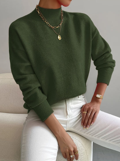 Lightweight Mock Neck Relaxed Fit Sweater