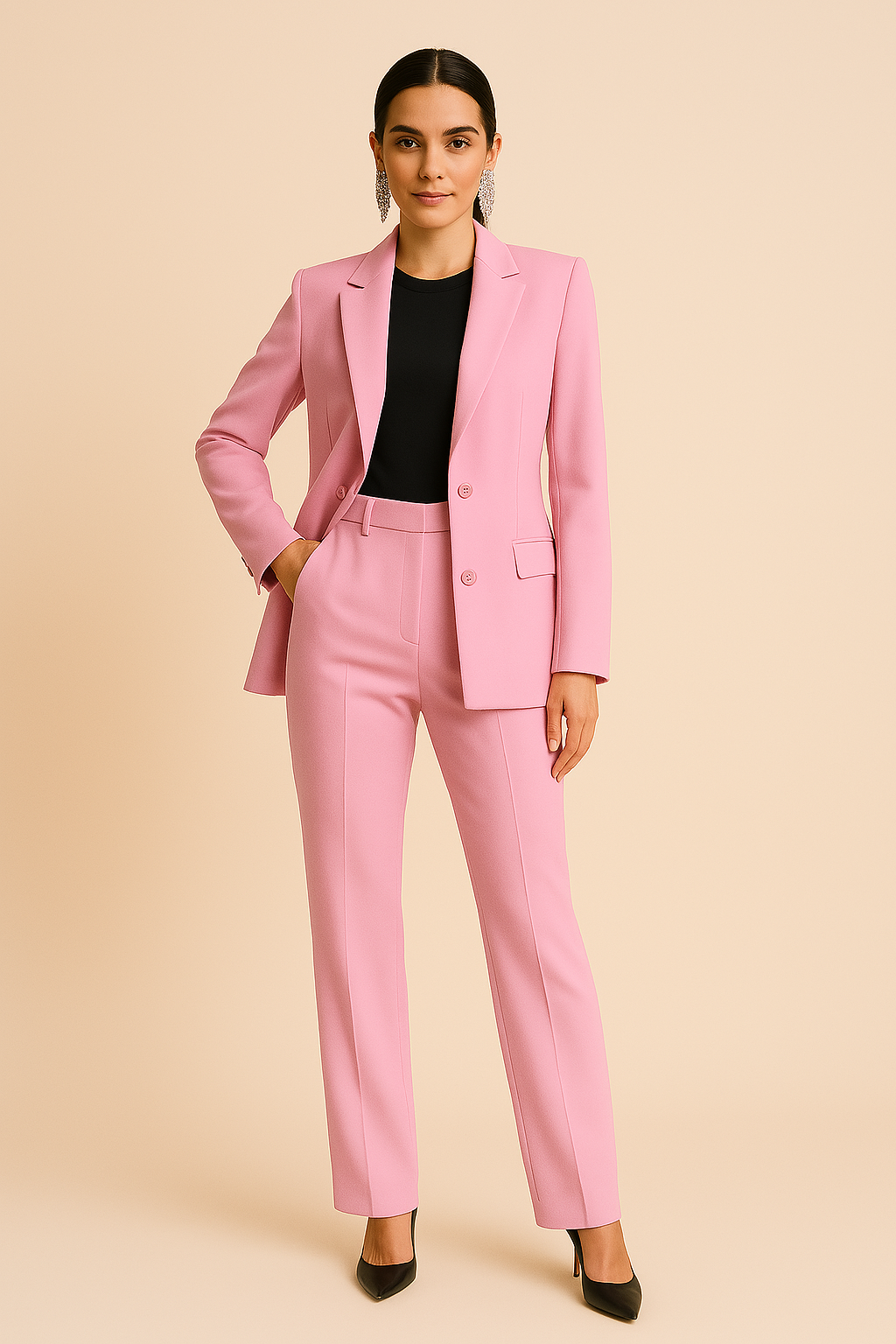 Lightweight Notched Lapel Women's Suit Set