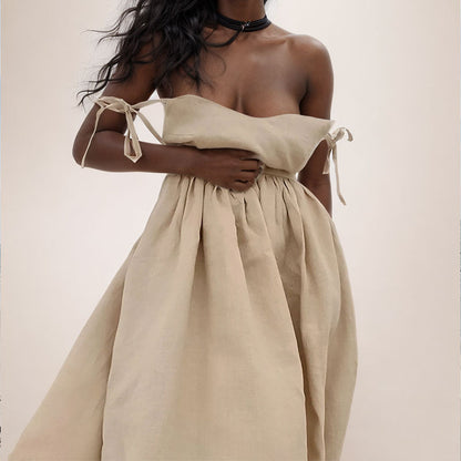 Lightweight Open Back White Midi Dress