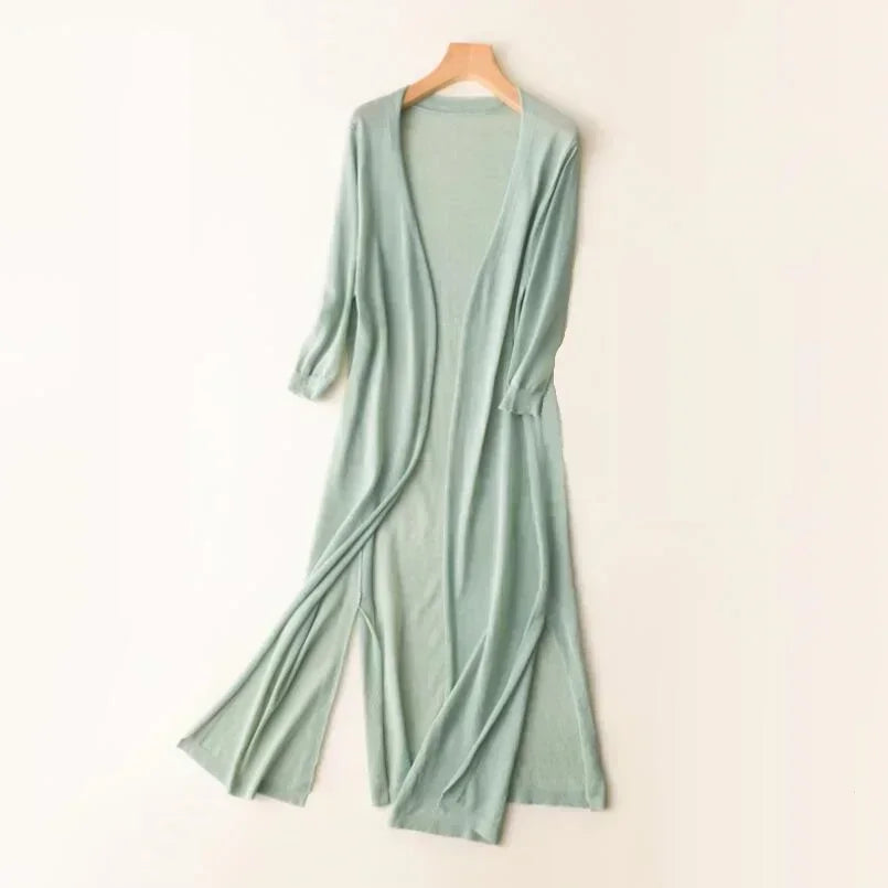 Lightweight Open Front Long Cardigan