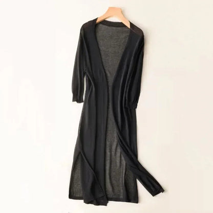 Lightweight Open Front Long Cardigan