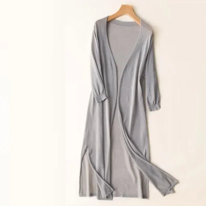 Lightweight Open Front Long Cardigan