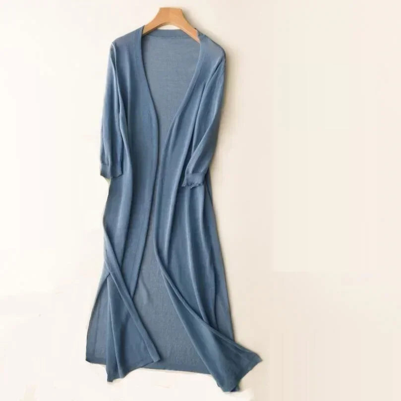 Lightweight Open Front Long Cardigan