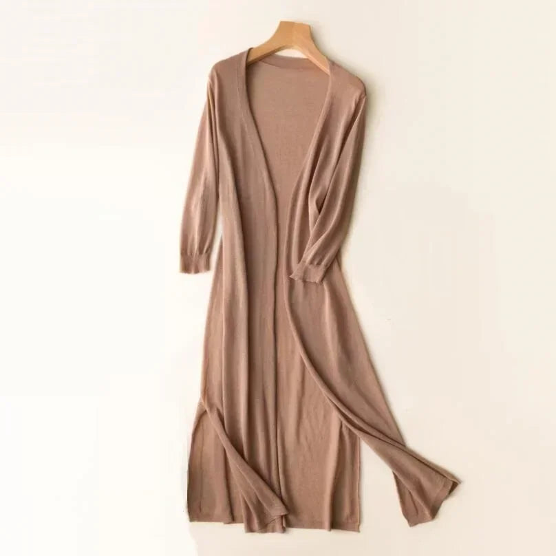Lightweight Open Front Long Cardigan